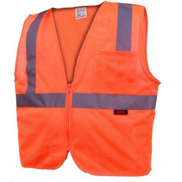 Gss Safety GSS Safety 1002 Standard Class 2 Mesh Zipper Safety Vest, Orange, 2XL 1002-2XL
